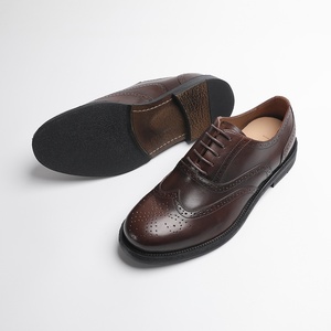 Chaussures habillées d'été en cuir véritable pour hommes, à lacets, style brogue sculpté, durables, pour mariage - Product Image 3