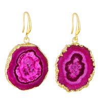Boucles d'oreilles en géode naturelle brute en gros, pendantes en agate drusy pour femme, idéales pour les soirées, festivals de musique, tenues de soirée et cadeaux originaux