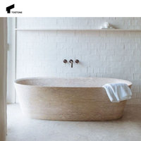 Tostone Baignoire autoportante en marbre gris de haute qualité pour salles de bains intérieures de villas Conception en pierre naturelle pour salles de bains de luxe