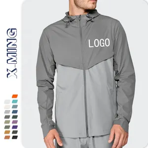 Veste de pluie coupe-vent en nylon softshell imperméable tissé pour sports de plein air veste de course pour hommes logo personnalisé design streetwear