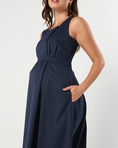 <span class=keywords><strong>Robe</strong></span> <span class=keywords><strong>de</strong></span> maternité et d'<span class=keywords><strong>allaitement</strong></span> Empire 100% Tencel respirante, écologique, grande taille, coupe trapèze, col carré, longueur genou - Product Image 5