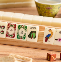 Ensemble de Mahjong de Luxe Américain en Acrylique Ivoire Sculpté, avec Table et Chaises, Cadeaux de Jeu, Tuiles de Mahjong Créatives Polies à la Main