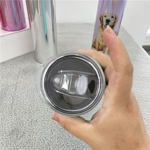 Vaso recto de 20oz, espejo mágico de sublimación en blanco, metálico, electrochapado, holográfico, purpurina, taza de café - Product Image 5