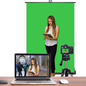 1.48*1.8米便携式视频演播室背景可折叠绿色屏幕色度键面板地板上升绿色屏幕背景