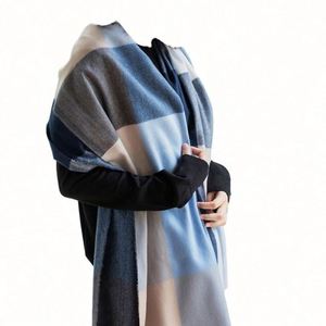 Bufanda de Cachemira a Cuadros Gruesa y Cálida para Mujer, Chal de Invierno Cómodo - Product Image 1