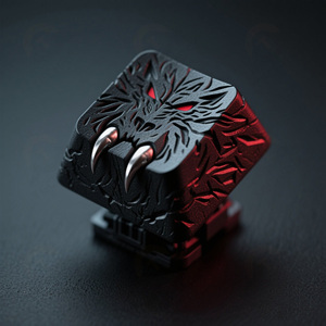 Dark Night Wolf 3D Keycap Style Cool personnalisable avec décorations en métal et en relief <span class=keywords><strong>pour</strong></span> clavier de jeu MX - Product Image 3