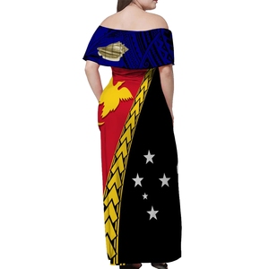 Vente <span class=keywords><strong>en</strong></span> gros de vêtements décontractés pour femme, vêtements personnalisés, robes longues à épaules dénudées avec motif tribal pour dame, mode <span class=keywords><strong>PNG</strong></span>, vêtements des Highlands de l'Ouest - Product Image 4