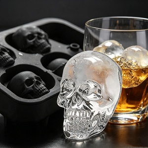Juego de moldes de silicona para hielo con forma de calavera, reutilizables, de silicona, fáciles de desmoldar, para enfriar bebidas, suministros para el hogar - Product Image 3