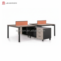 LEADCOM Poste de travail modulaire moderne et écologique pour 4 personnes, face à face, avec rangement, bureaux informatiques, design double face