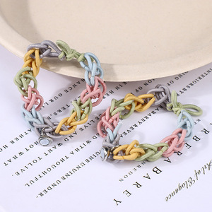 Thời Trang Kẹo Màu Nam Châm Thu Hút Tóc Rope Bracelet Đàn Hồi Nhỏ Ban Nhạc Cao Su Couple Charm Bracelet 2 Cái/bộ - Product Image 4