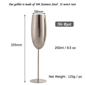 Calici da Vino in Metallo Personalizzati 250ml Flûte da Champagne in Acciaio Inox Bicchieri da Vino Rosso in Rame <span class=keywords><strong>Oro</strong></span> Argento - Product Image 4