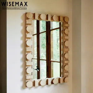 WISEMAX FURNITURE Mobilier commercial moderne Miroir mural de luxe léger en bois massif avec cadre rectangulaire pour salle de bain d'hôtel