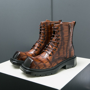 Bottes de grande taille pour hommes, automne, montantes, décontractées, de <span class=keywords><strong>moto</strong></span>, de combat, de travail, tendance, de marque - Product Image 1