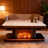Table basse chauffante électrique intelligente en marbre à 2 niveaux avec rangement, silencieuse et économe en énergie, idéale pour le salon et les réunions de famille – Offre Spéciale