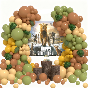 Arche de ballons en film d'aluminium et latex durable aux couleurs rétro, thème animaux de la jungle, toile de fond <span class=keywords><strong>Joyeux</strong></span> <span class=keywords><strong>Anniversaire</strong></span>, pour fête d'<span class=keywords><strong>anniversaire</strong></span> d'enfants - Product Image 6