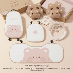 Coussin de siège de <span class=keywords><strong>voiture</strong></span> en peluche motif ours mignon, kit complet pour l'intérieur, applicable toute saison, compatible avec la plupart des modè<span class=keywords><strong>les</strong></span> de véhicules - Product Image 3