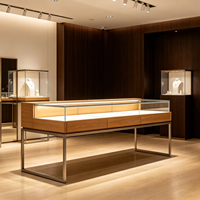 GZowin Luxus-Boutique Schmuck-Vitrine mit LED-Beleuchtung Anpassbare Farben für Uhren- und Ringausstellungen Schmuckgeschäfte