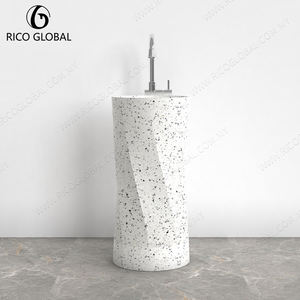 Lavabo de Pedestal de Mármol Ecológico de Lujo OEM para Hotel y Villa, Estilo Terrazo de Piedra, Malasia - Product Image 1