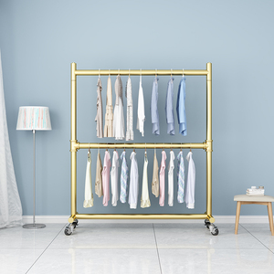 Estantes de exhibición de ropa de doble capa MR23 Ventas directas de fábrica Desmontable con ruedas Adecuado para tiendas de ropa - Product Image 1