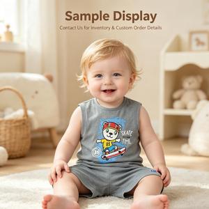 Conjunto de <span class=keywords><strong>Ropa</strong></span> Casual de Verano <span class=keywords><strong>para</strong></span> Bebé, Camiseta sin Mangas de Algodón Sólido y Pantalones Cortos - Product Image 2