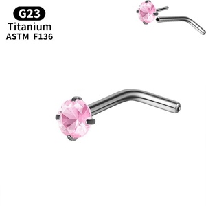 Getta G23 Anneau de nez en alliage de titane Piercing Bijoux Diamant Étoile à cinq branches Design Plug-In Zircon Nez Nail Straight Rod S Rod - Product Image 2