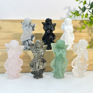 Venta al por Mayor de Piedras de Meditación <span class=keywords><strong>Reiki</strong></span>, Tallado de Ángeles, Cristal Natural, Piedra Preciosa, Cuarzo Rosa, Escultura de Ángel, Adornos - Product Image 4
