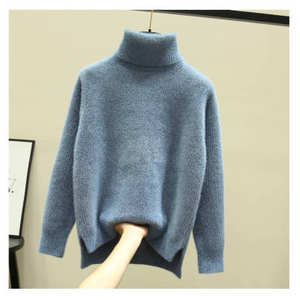 2025 yeni moda kadın kış kazak kore düz renk balıkçı yaka örme kalın rahat kadın kazak - Product Image 2