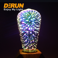 Ampoule LED Edison à filament décorative en forme de cœur à cinq branches, effet feux d'artifice 3D, A60 4W 220-240V, DEC-3D