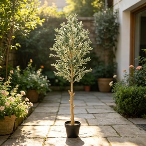 Low Maintenance No Watering Artificial Potted Plant Real Touch Faux Eucalyptus in White Pot for Living Room Table Shelf - Product Image 4