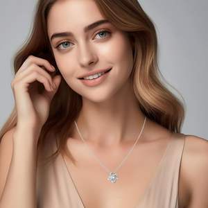 Kalung Zirkon Rantai Paduan Seng Liontin Tembaga Trendi untuk Wanita Hadiah Premium - Product Image 3