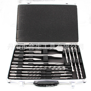 17Pcs Electric Hammer <b>Drill</b> Set SDS Plus Spiral <b>Bit</b> Flat Pointed Chisel Aluminum <b>Case</b> For Wall Drilling Hole Making - Product Image 1