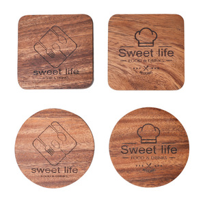 Posavasos de Madera de Acacia, Cuadrado y Redondo, Estilo Nórdico, Aislante del Calor, con Logotipo, Portavasos para el Hogar - Product Image 5