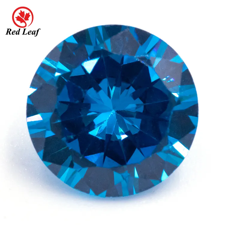 Redleaf Custom Wuzhou migliore qualità zircone sciolto CZ pietra AAAAA 39 # topazio blu rotondo pietra preziosa sintetica Cubic Zirconia