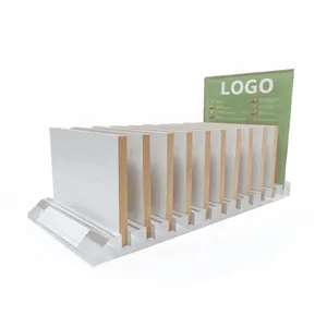 Hoge Kwaliteit Steen Acryl Houten Mdf-Toonbank Met Tegeltegel Display Retail Board Voor Showroom Marmer Monster Quartz Display Rack