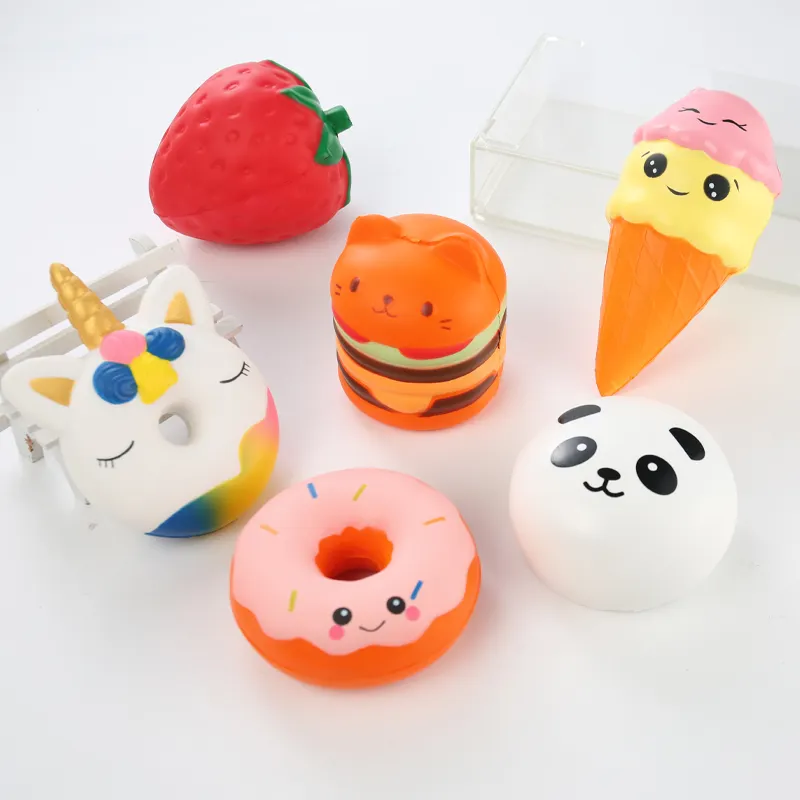 Decompression toys OEM cute food squeeze ice cream fox stuffed animal toys PU stress relief fidget toys for kids