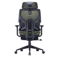 Chaise de bureau pivotante ergonomique moderne et confortable, dossier en maille respirante verte, appui-tête réglable en hauteur, pour la maison et le bureau