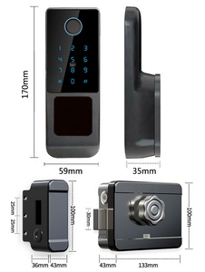Serrure intelligente Tuya pour porte en bois d'appartement Airbnb, serrure intelligente Ttlock pour porte extérieure en <span class=keywords><strong>fer</strong></span>, serrure de porte électronique à empreintes digitales - Product Image 5
