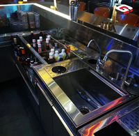 Comptoir de bar en acier inoxydable GRACE OEM, équipement de cuisine commerciale, bar à vin, restaurant, forme personnalisée