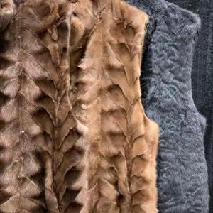 Gilet in Vera Pelliccia di <span class=keywords><strong>Visone</strong></span> per Donna, Gilet in Pelliccia di <span class=keywords><strong>Visone</strong></span> con Collo Alto, Patchwork, Caldo per l'Inverno - Product Image 2