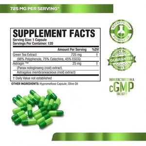 Capsules d'extrait de thé vert sans hormones ni sucre pour la gestion du poids, certifiées GMP, qualité alimentaire, fournies par l'usine OEM/ODM - Product Image 3