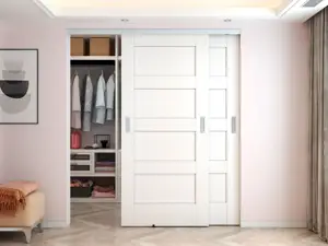Aluminum Box Track Bypassing Closet Sliding Wooden Double Door System For Closet
