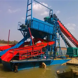Keda Gold and Diamond Bucket Chain gold & diamond Dredger Sand Mining Dredger with fixed chute and jigger machine