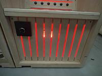 Uap Kering Infra Merah Lipat Ruang Sauna Setengah Hemlock atau Hinoki Ruang Sauna Terapi Cahaya Inframerah Dekat Kayu
