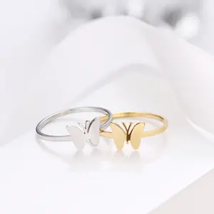 Anillos De mariposa chapados En Oro para parejas, joyería india De 18k