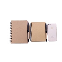 Vente en gros OEM mini carnet de notes en papier kraft à spirale personnalisé et écologique avec porte-stylo