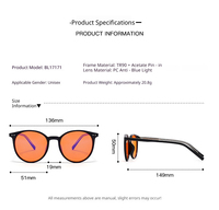 Lunettes de jeu rondes unisexes, monture TR90, verres anti-lumière bleue PC, anti-reflets UV400, pour ordinateur, conduite, réduction de la fatigue oculaire