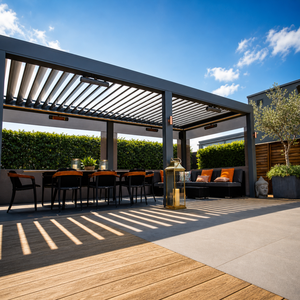 Pergola bioclimatique motorisée à lames orientables en aluminium, imperméable, pour jardin, <span class=keywords><strong>terrasse</strong></span>, gazebo, <span class=keywords><strong>prix</strong></span> direct usine, vente en gros - Product Image 6