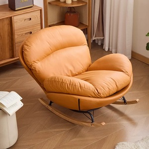 Chaises de salon modernes et luxueuses Fauteuil inclinable à bascule en forme d'œuf Canapé de salon Mobilier de chambre à coucher pour adultes avec cadre rond en métal paresseux simple - Product Image 4