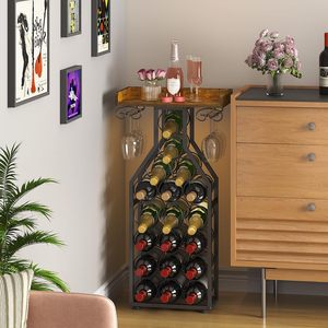 Portabottiglie <span class=keywords><strong>per</strong></span> vino moderno regolabile <span class=keywords><strong>in</strong></span> legno e ferro con supporto <span class=keywords><strong>in</strong></span> <span class=keywords><strong>vetro</strong></span> <span class=keywords><strong>per</strong></span> espositore <span class=keywords><strong>per</strong></span> bottiglie di vino <span class=keywords><strong>per</strong></span> Home Bar/<span class=keywords><strong>cucina</strong></span> - Product Image 4