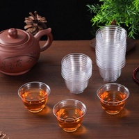 Tasses à thé jetables Kung Fu en cristal aviation, résistantes aux hautes températures, en PS/Polyéthylène, transparentes, petites, pour vin, bière, jus